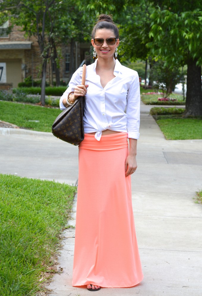 Coral skirt outfit sale