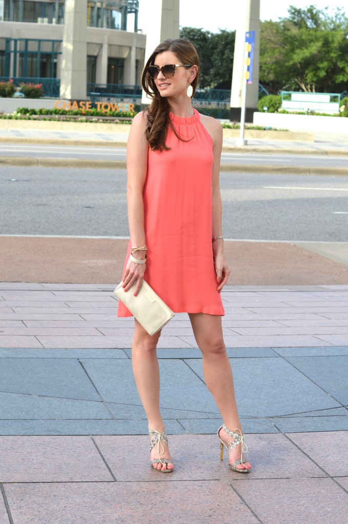 coral color summer dress