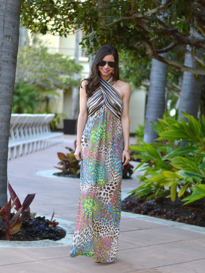 leopard print maxi, summer style, what to wear to a summer cocktail party, resort style, beachy waves