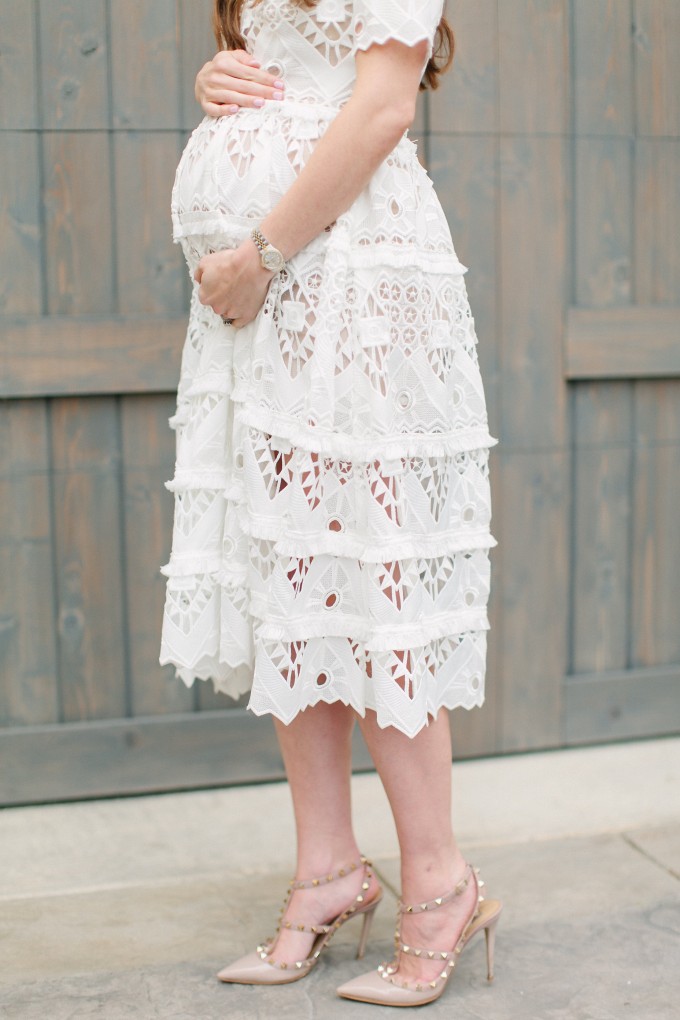 White lace dress 2025 for baby shower