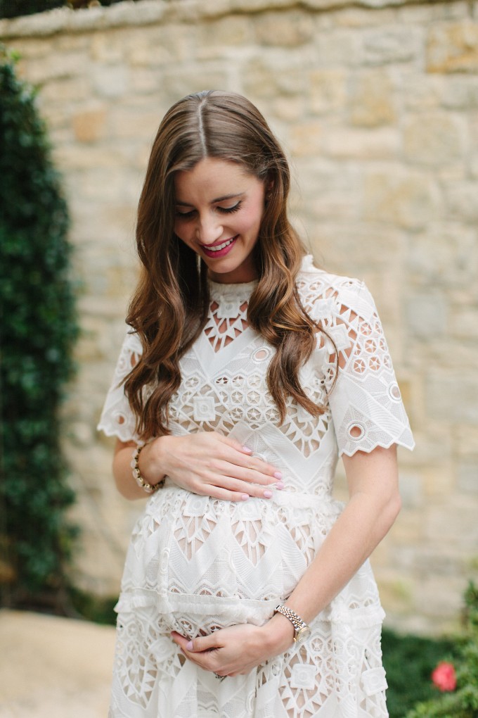 white baby shower dress