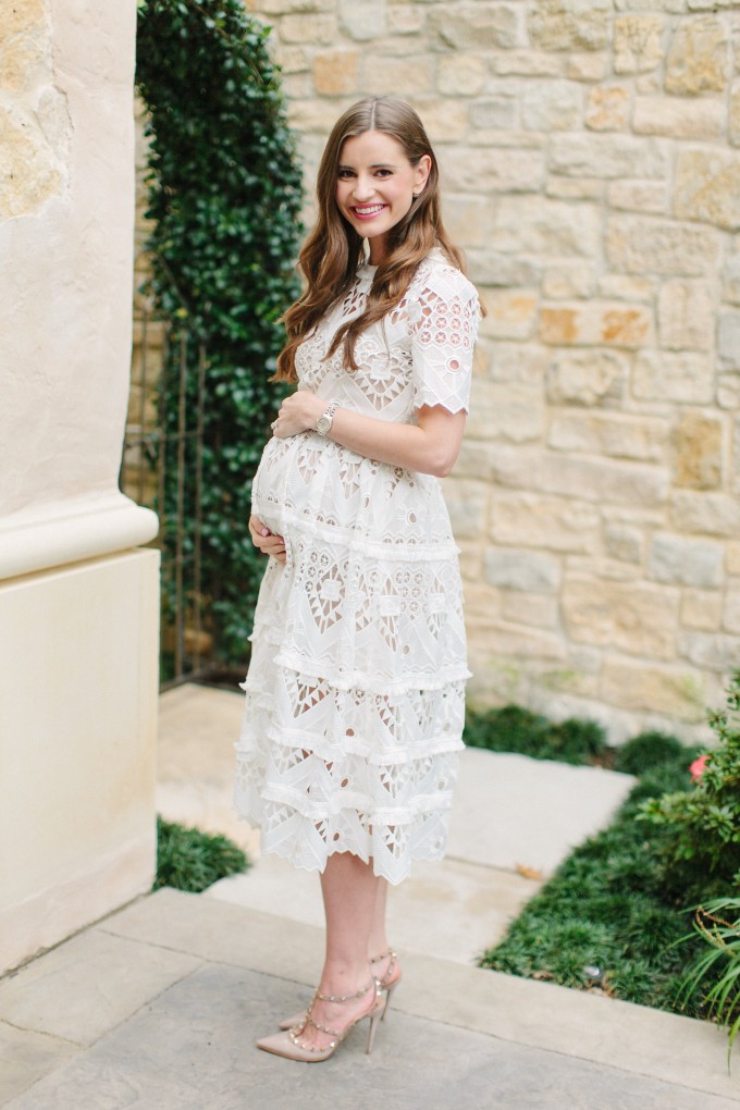 white baby shower dress