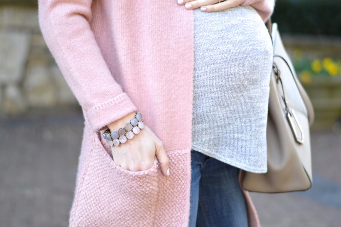 stacked bracelets, blush pink coat, pantone color of the year, 