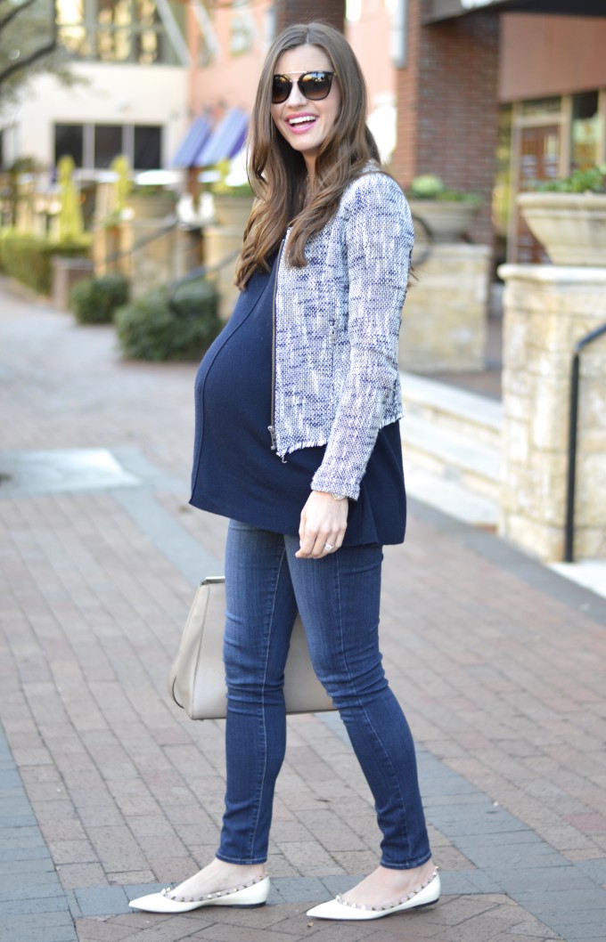 what to wear when you are pregnant, maternity style, valentino rock stud flats, cute pregnancy outfit