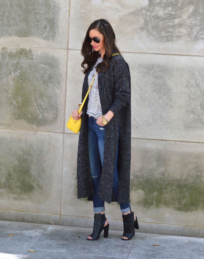 spring booties, long cardigan for spring, spring transition dressing