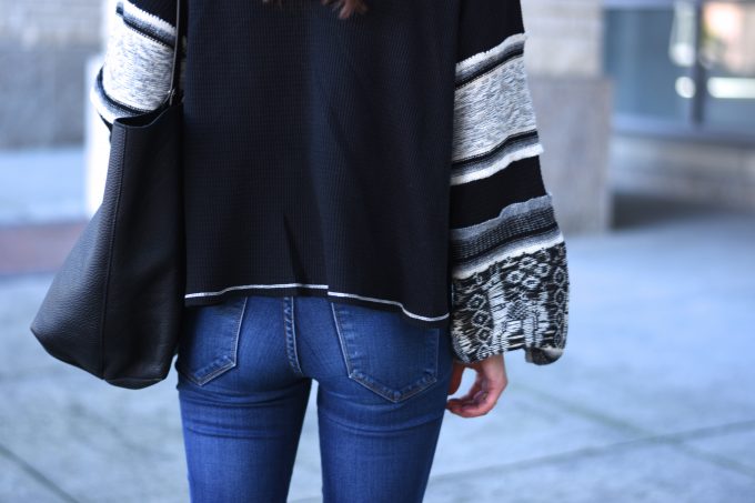 knit sweater with bell sleeves