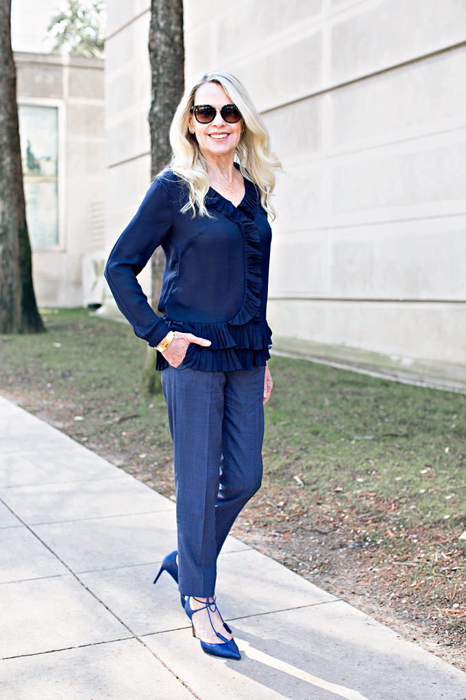 navy blue top and pants