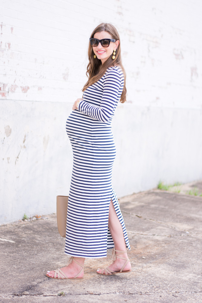 39 week bump date stripe maxi dress
