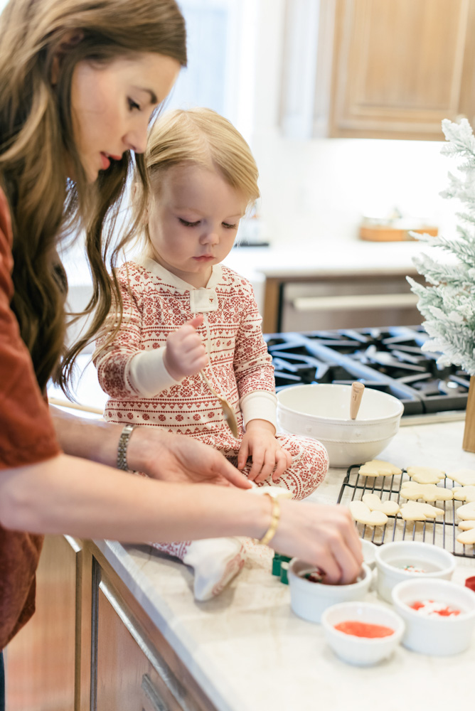 making Christmas cookies with a toddler