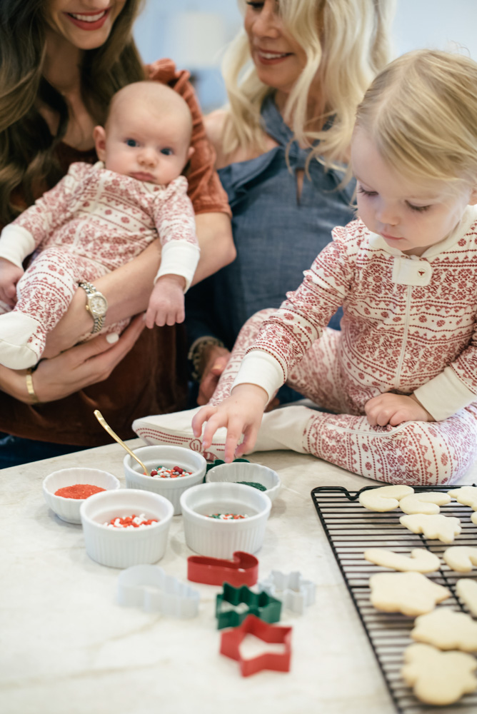 making Christmas cookies with a baby and toddler