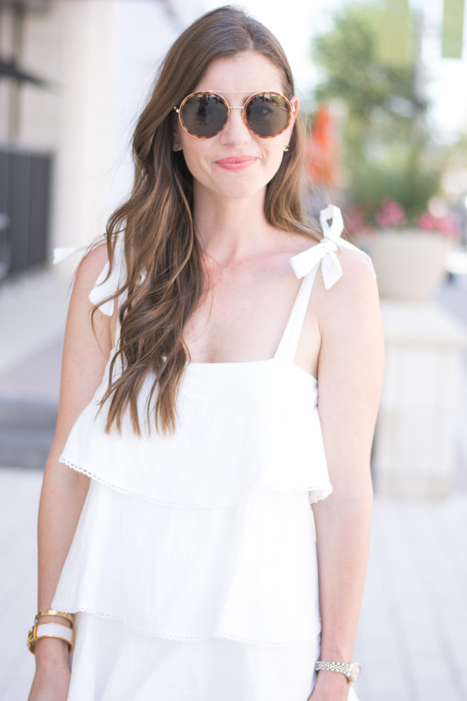white dress with shoulder ties