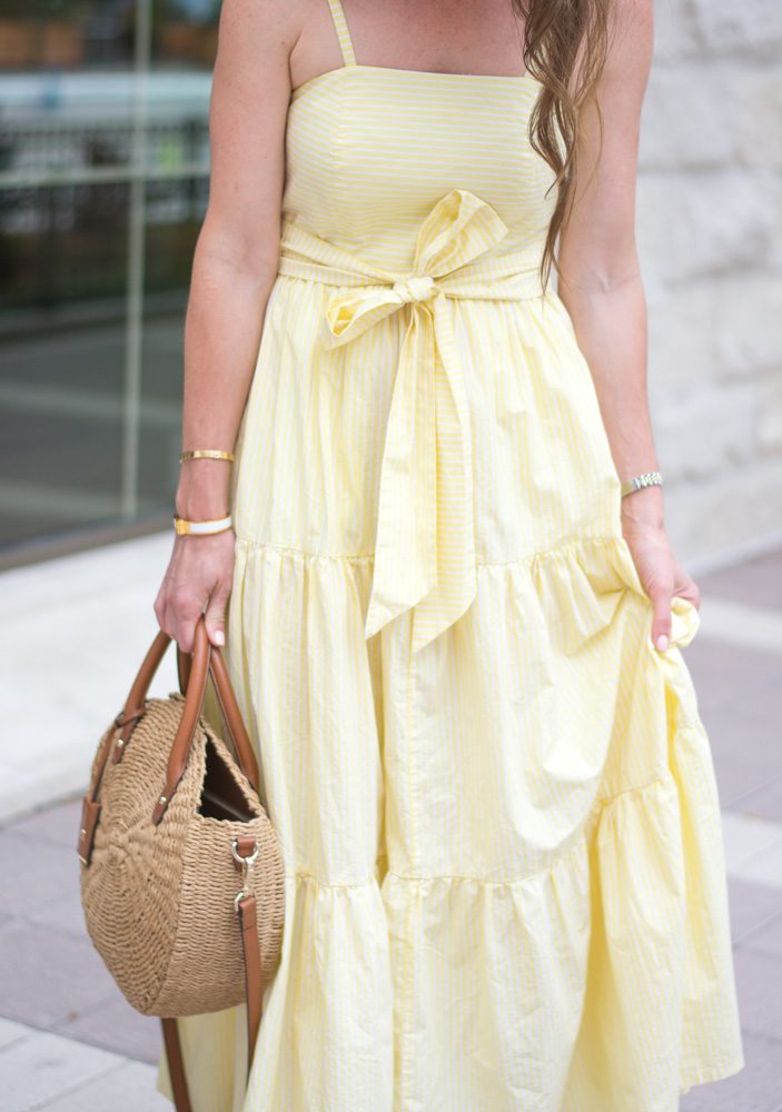yellow striped maxi dress