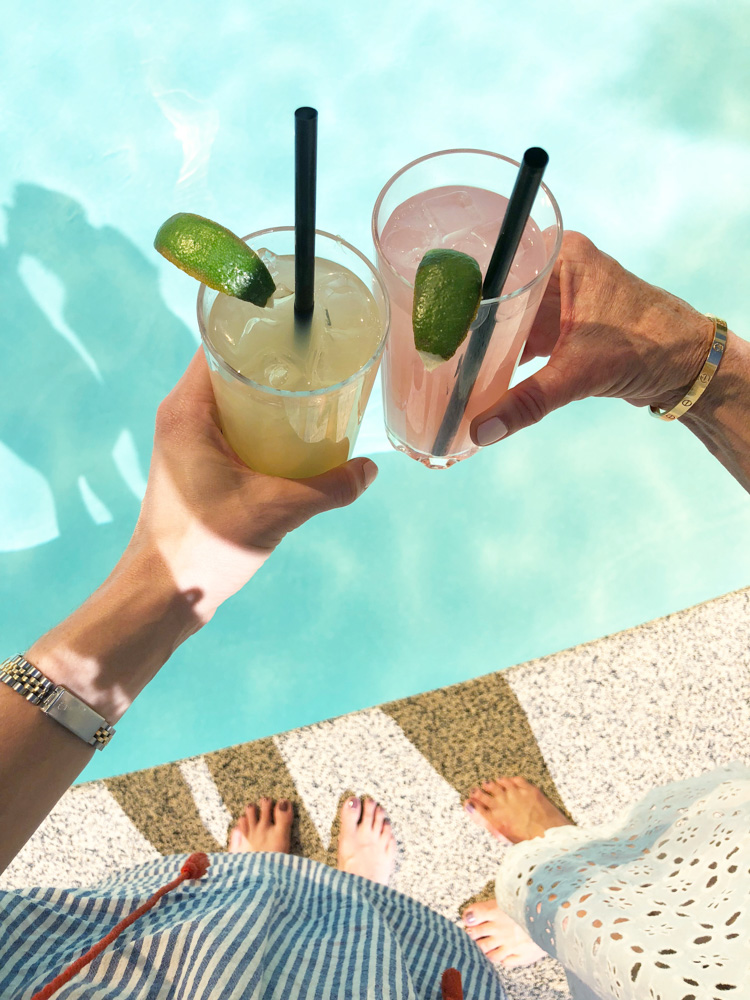 visiting las vegas with kids drinks by the pool