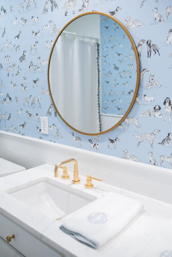 boys bathroom reveal white tile backsplash