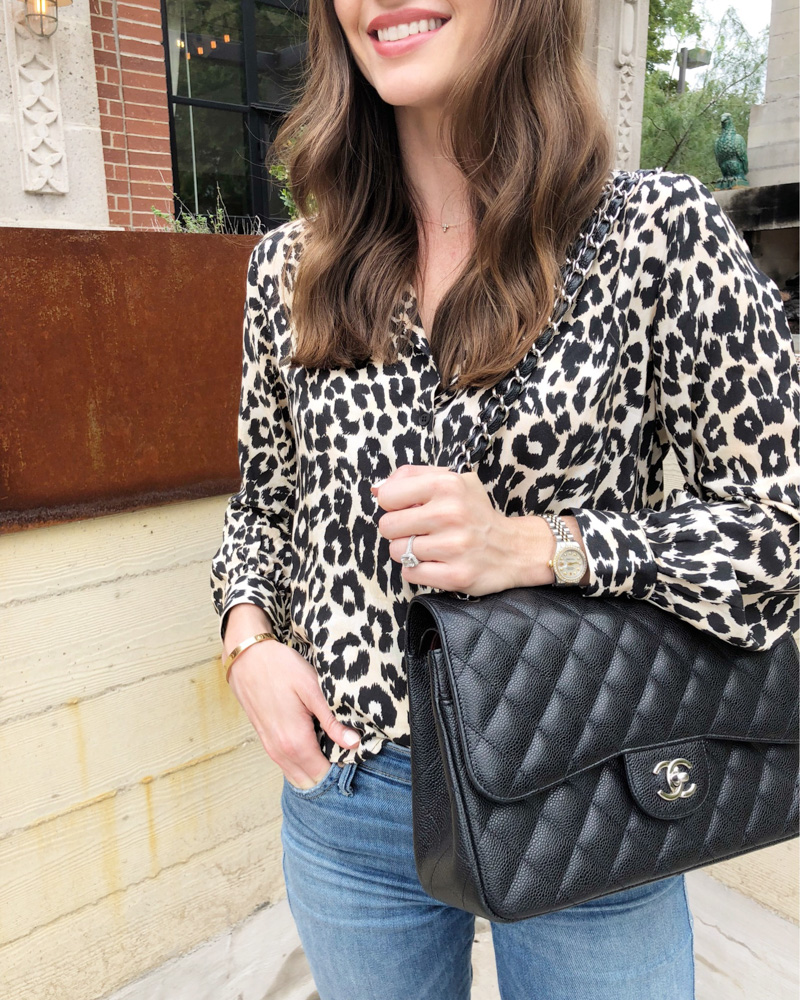 animal print top chanel quilted bag