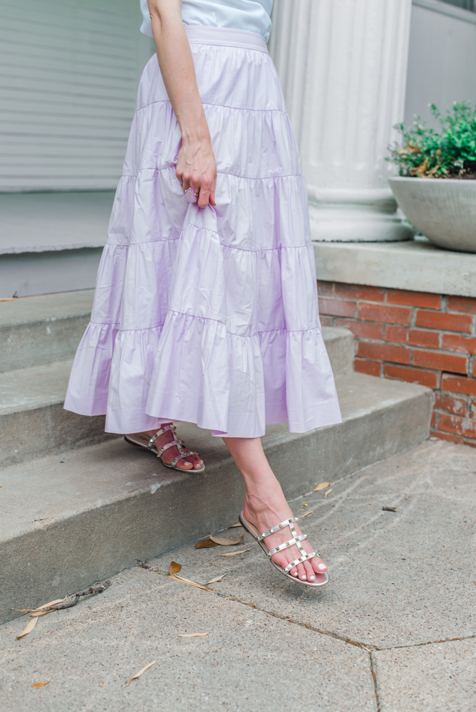 lavender tiered maxi skirt