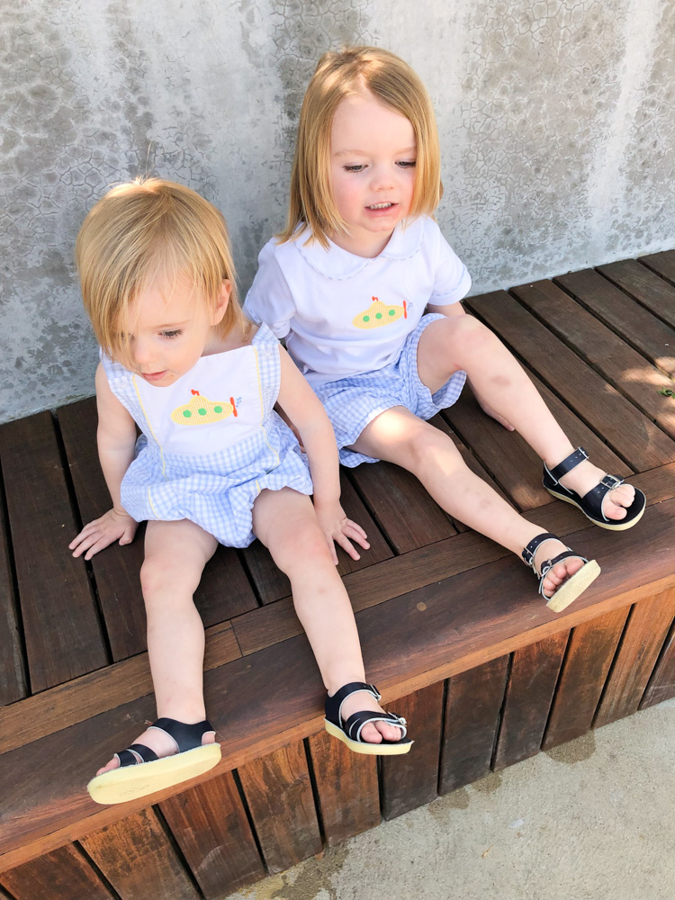 toddler boys in yellow submarine summer clothes