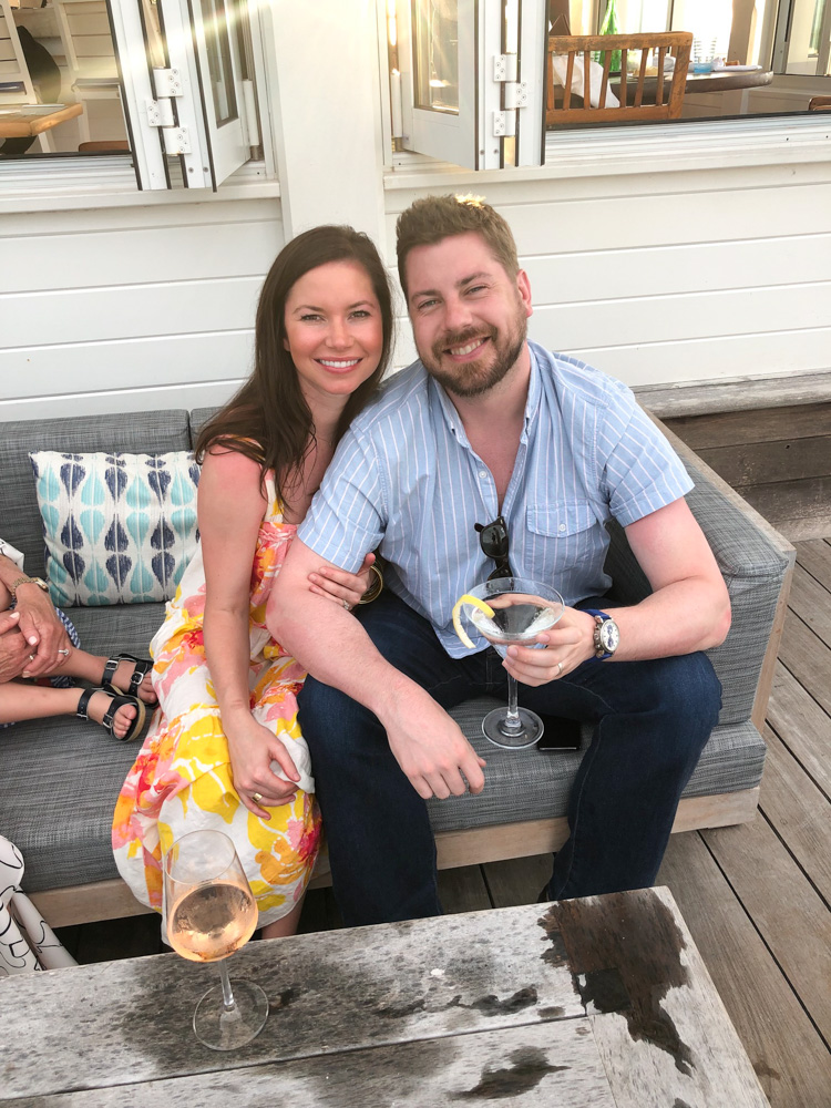 couple having drinks on patio