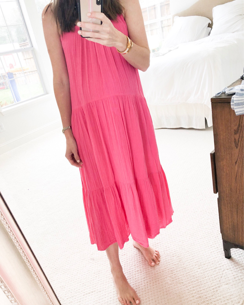 hot pink tiered maxi dress