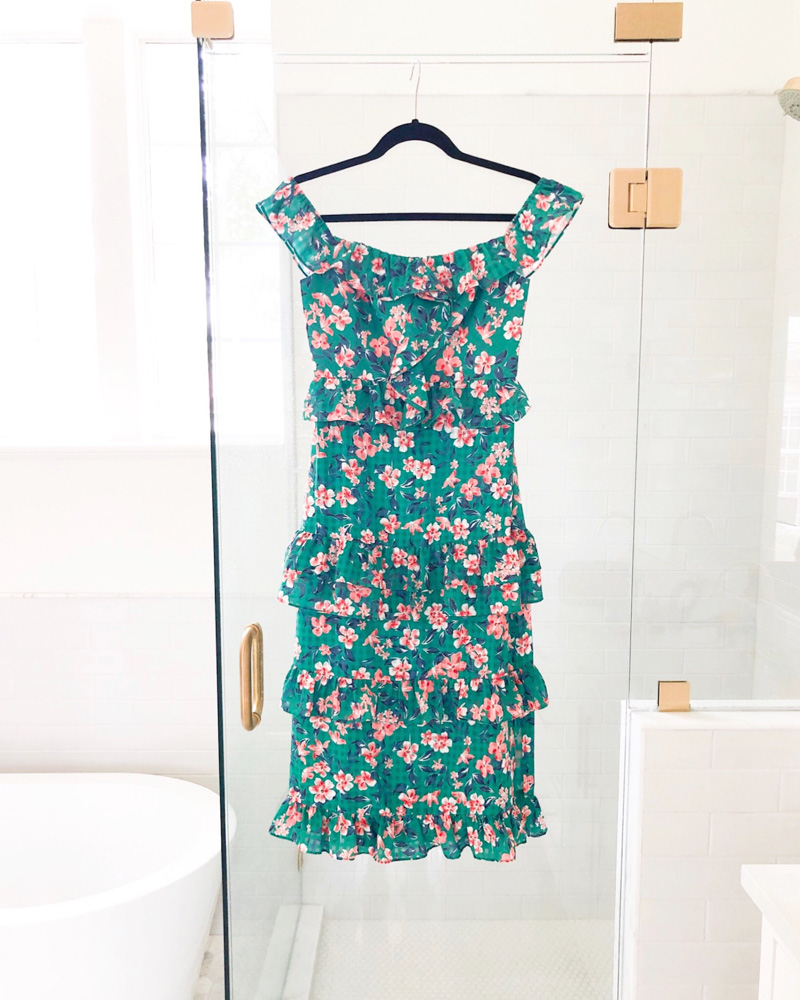 green floral print midi dress