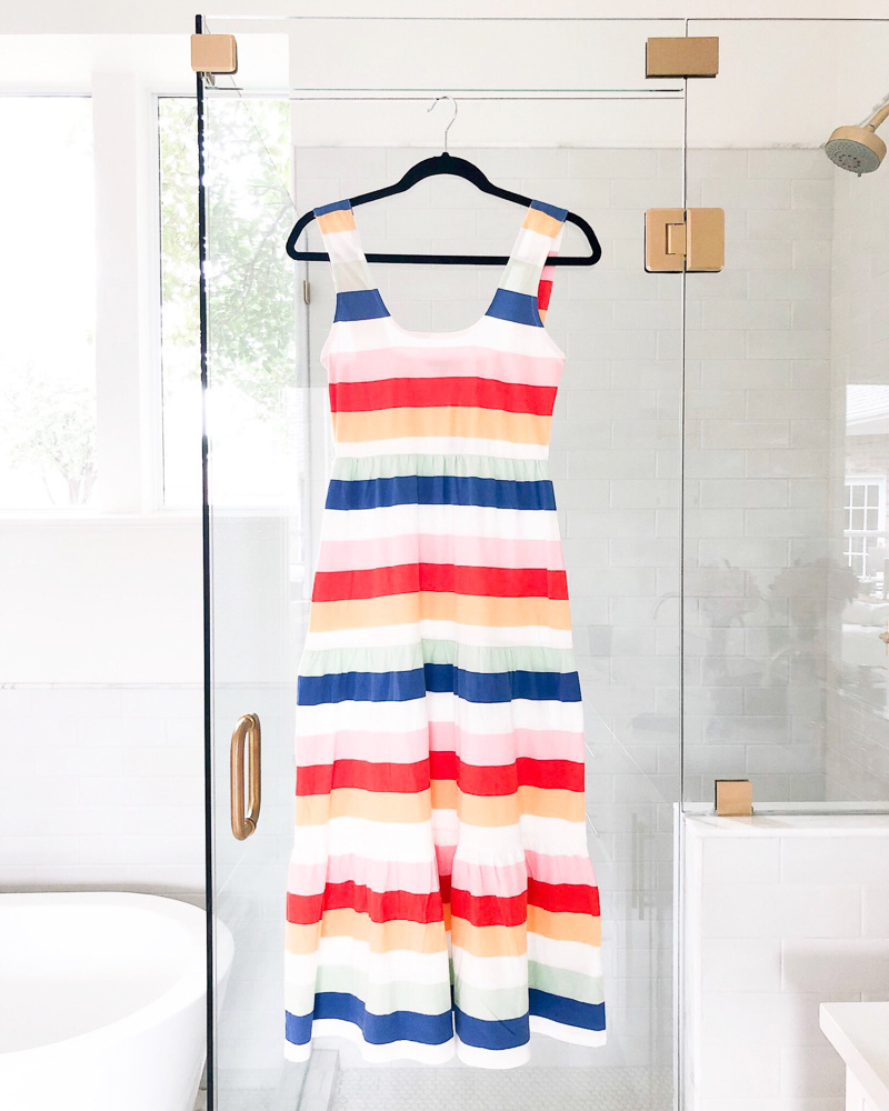 rainbow striped maxi dress