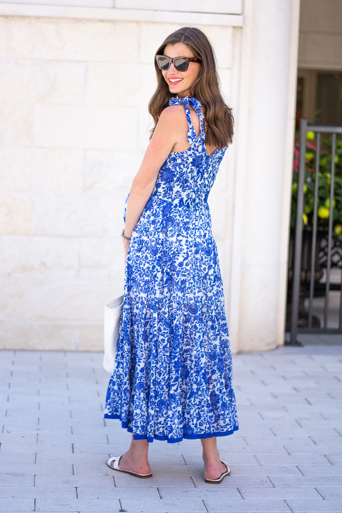 blue floral maxi dress for summer