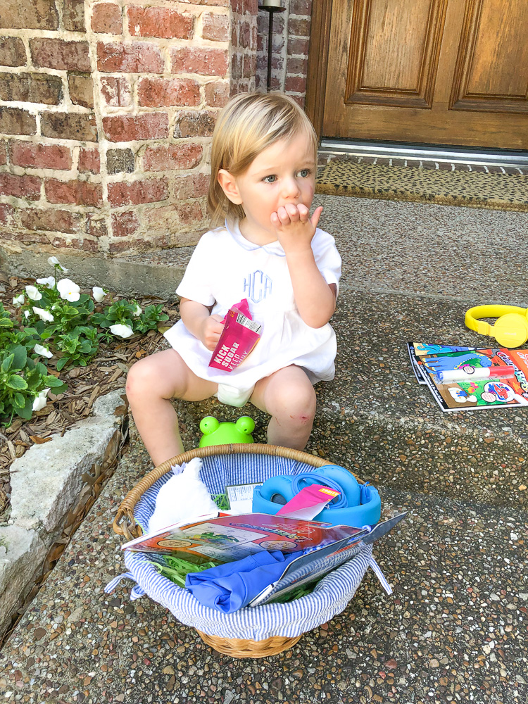 toddler boy with easter basket