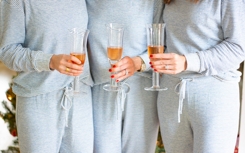 matching blue and white striped womens pajamas