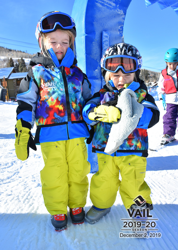 two toddler boys skiing at vail