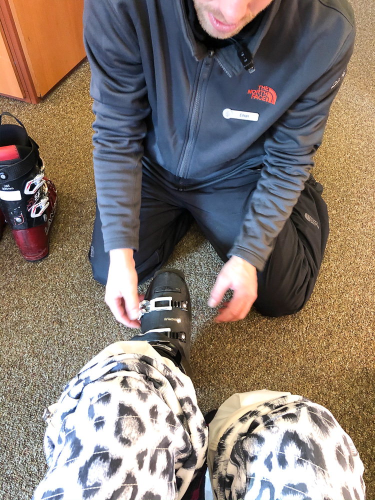 getting into ski boots at vail