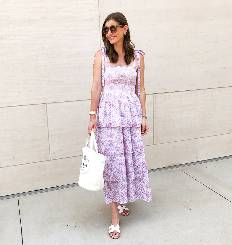 woman in floral maxi dress