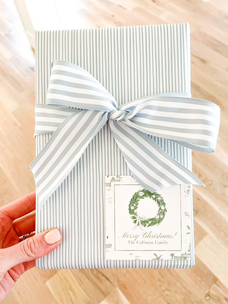 blue and white christmas gift wrap