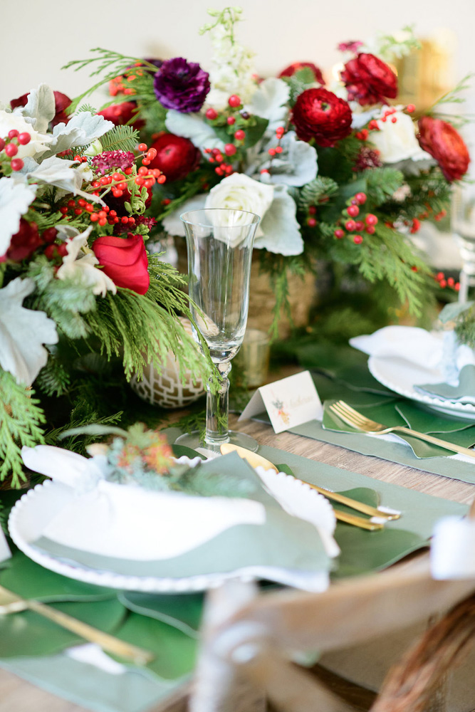 floral centerpiece on table