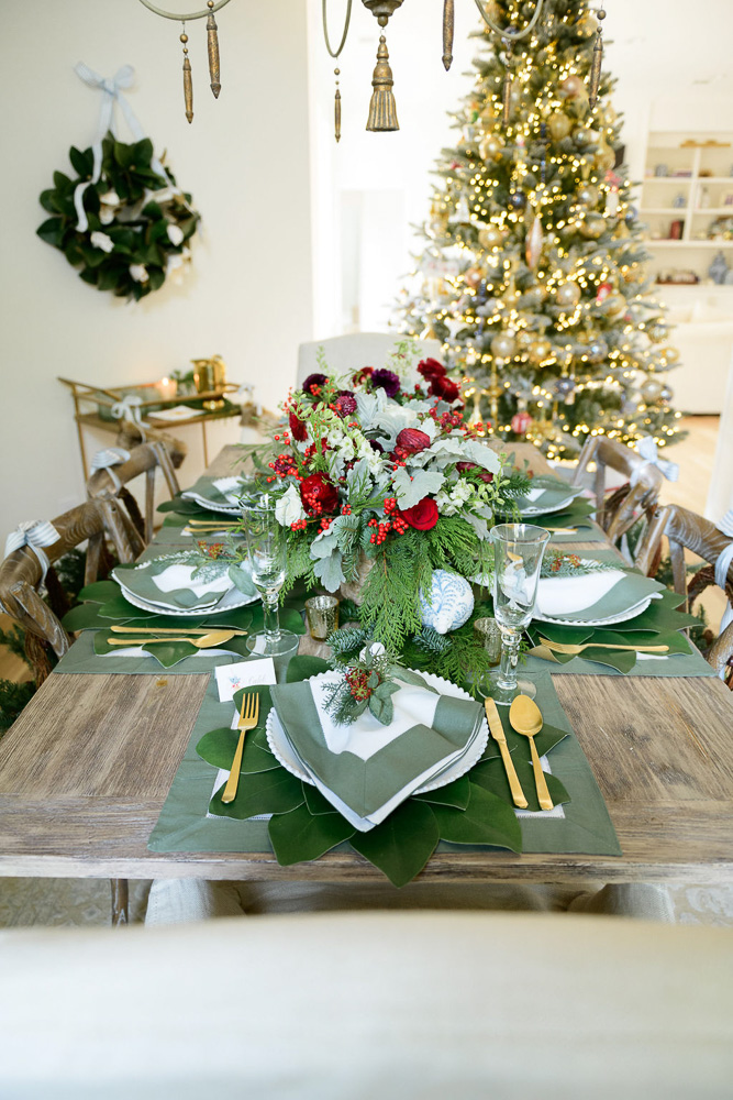dining table set for Christmas