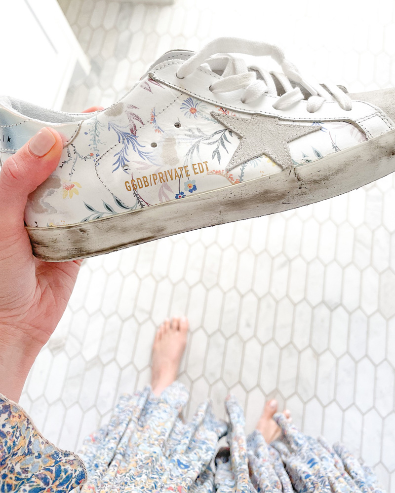 floral golden goose sneakers