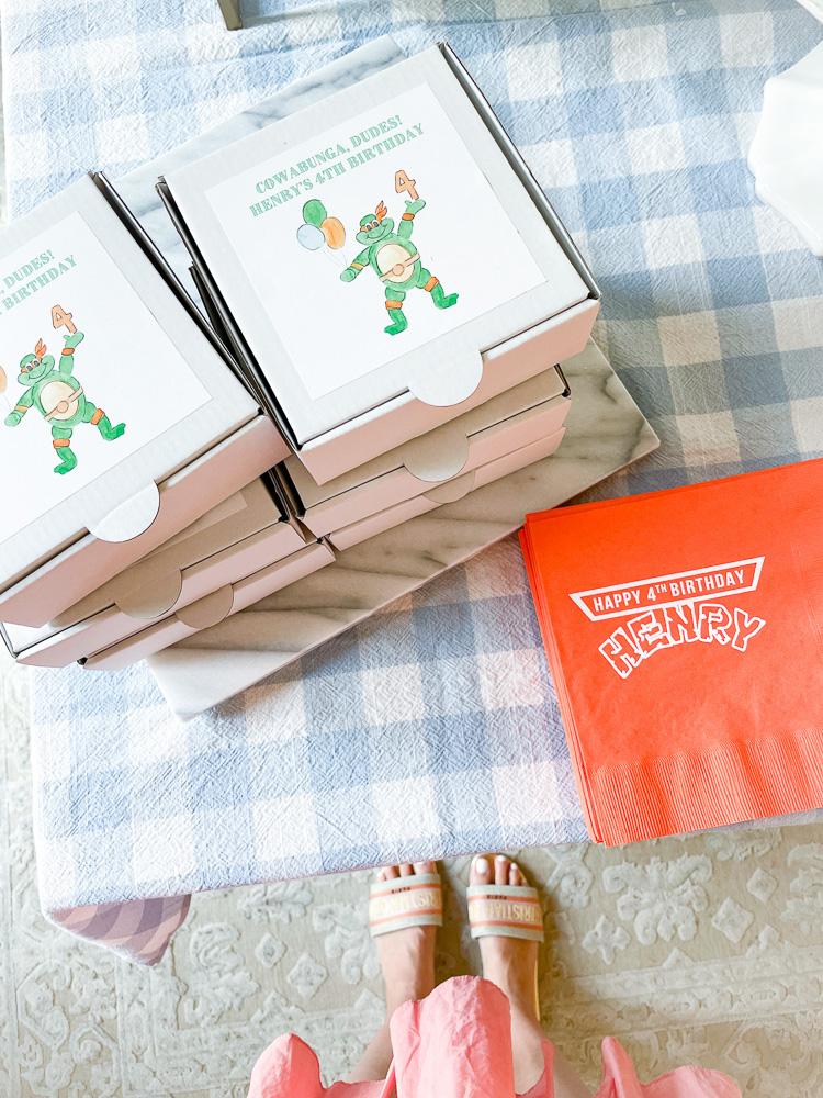 mini white ninja turtle pizza boxes orange custom henry napkins