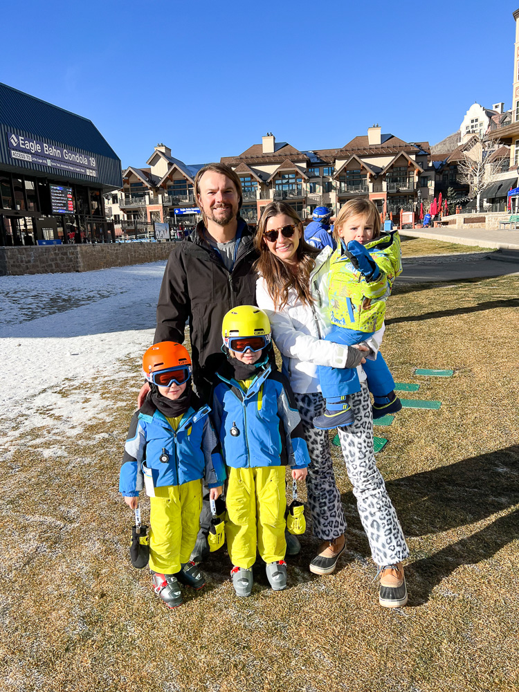 family group in ski gear