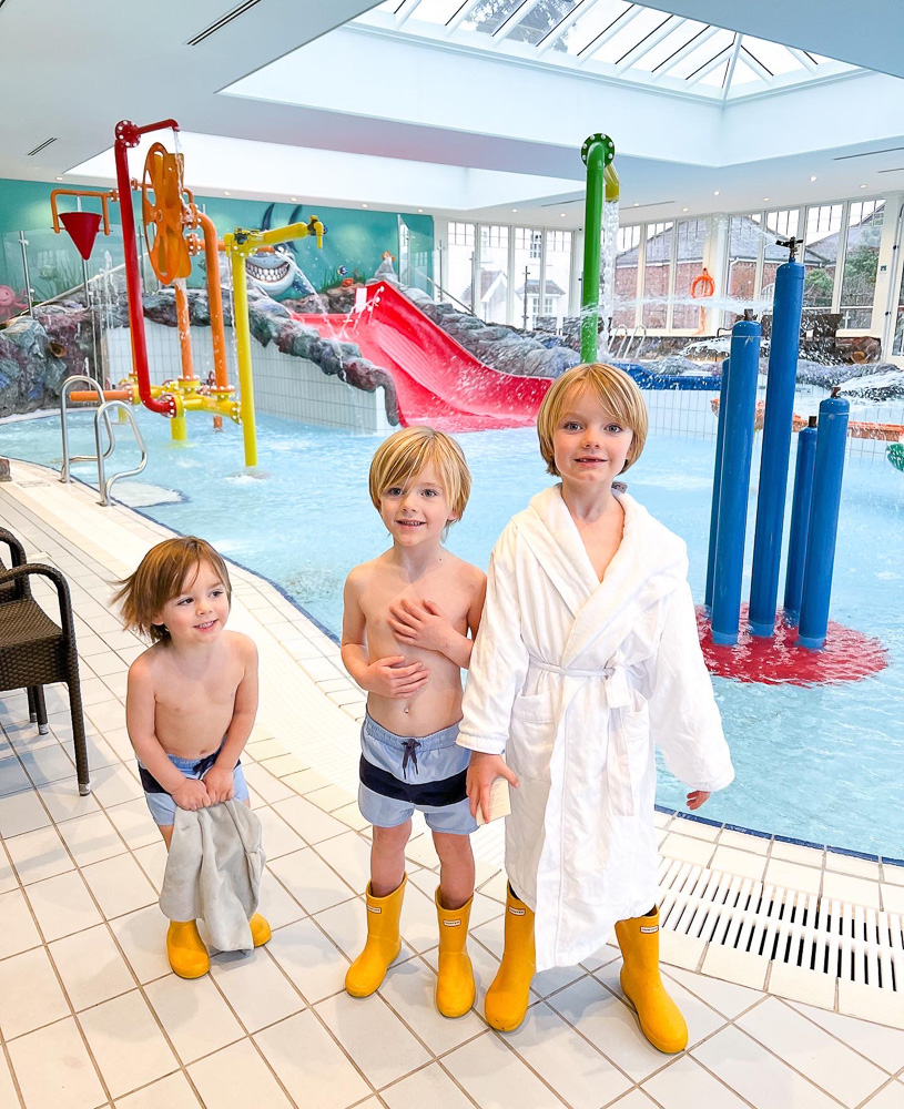 three little boys at indoor water park four seasons hampshire