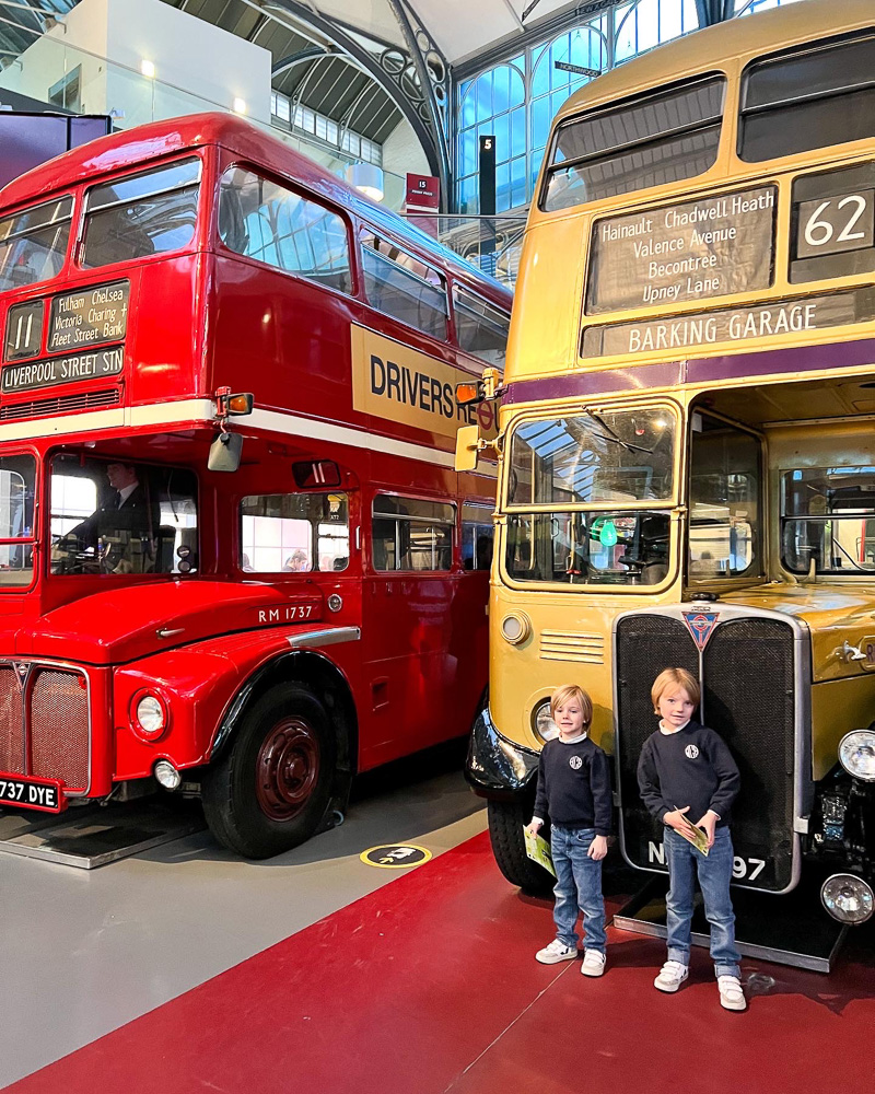 two little boys at the london transport museum