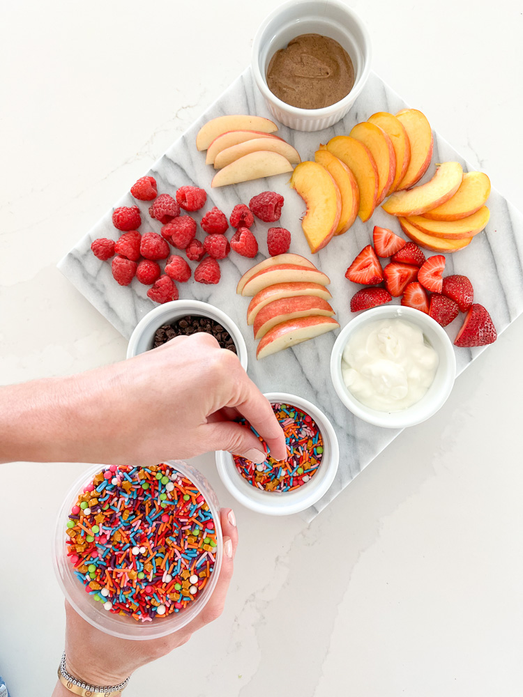 snack board fruit and yogurt