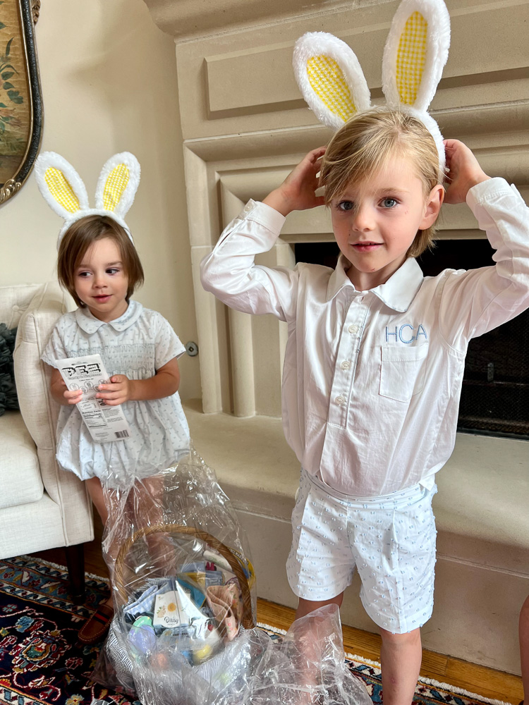 two little boys wearing bunny ears