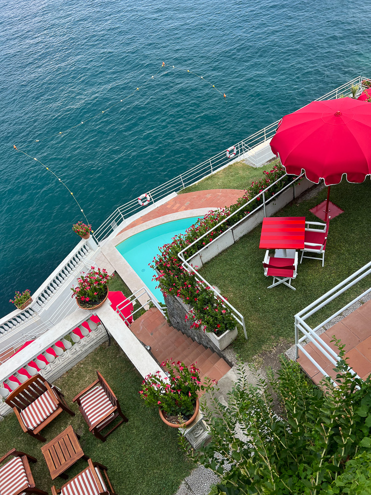 view from above of valentino beach club pop-up palazzo avino